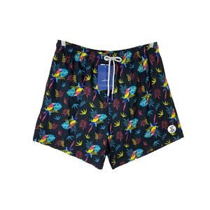 NWT UZZI Shorts Men XXL Multicolor Parrot-Bird Tropical Logo 3 Pocket Drawstring